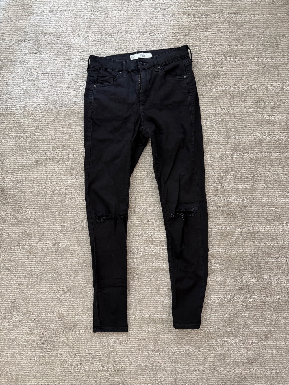 Topshop Black Skinny Jeans with Knee Rips